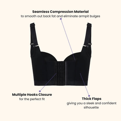 Back Smoothing Bra Black (Buy 1 Get 1 Free)